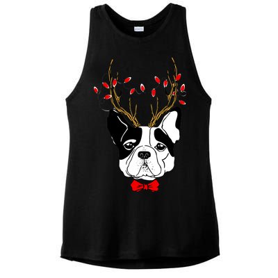 Bulldog Deer Antlers Ladies PosiCharge Tri-Blend Wicking Tank