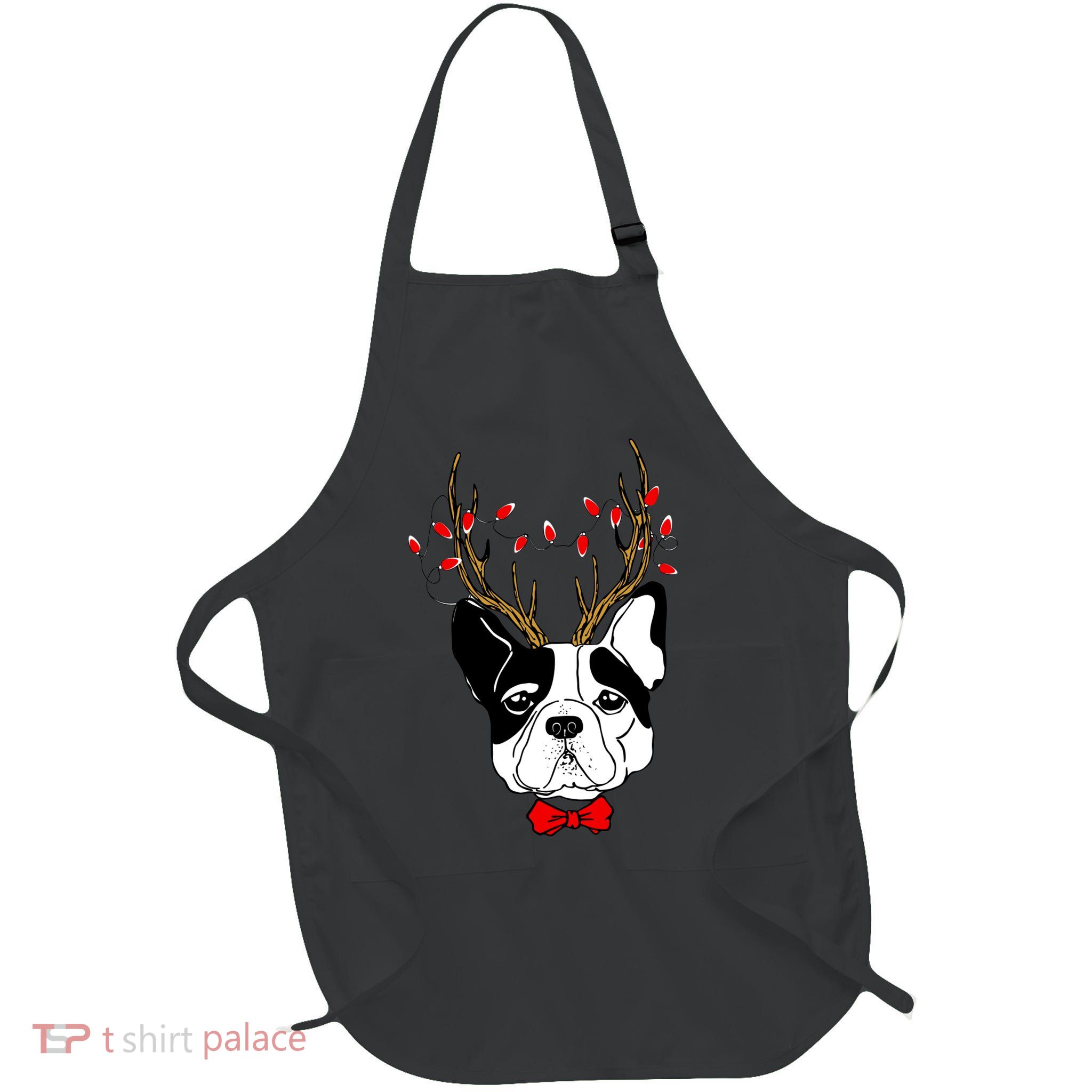Bulldog Deer Antlers Full-Length Apron With Pockets