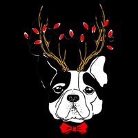 Bulldog Deer Antlers Drawstring Bag