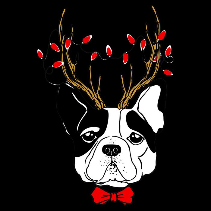 Bulldog Deer Antlers Drawstring Bag