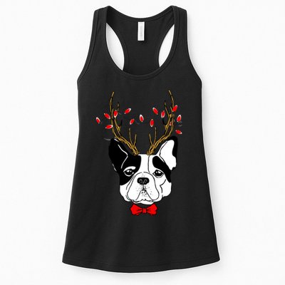 Bulldog Deer Antlers Womens Tank Top
