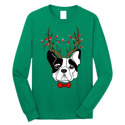 Bulldog Deer Antlers Long Sleeve Shirt