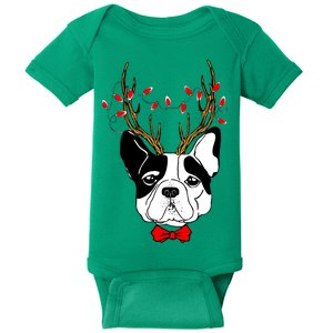 Bulldog Deer Antlers Baby Bodysuit