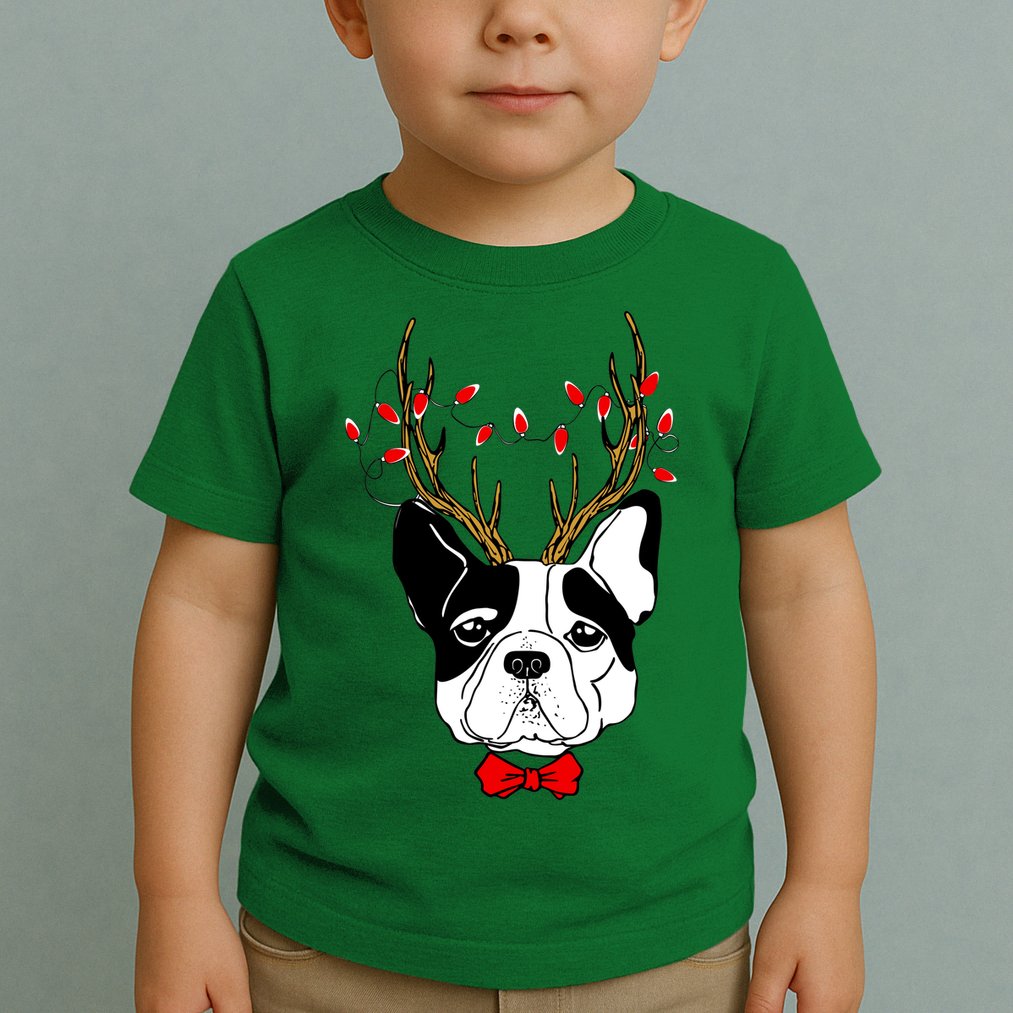 Bulldog Deer Antlers Toddler T-Shirt