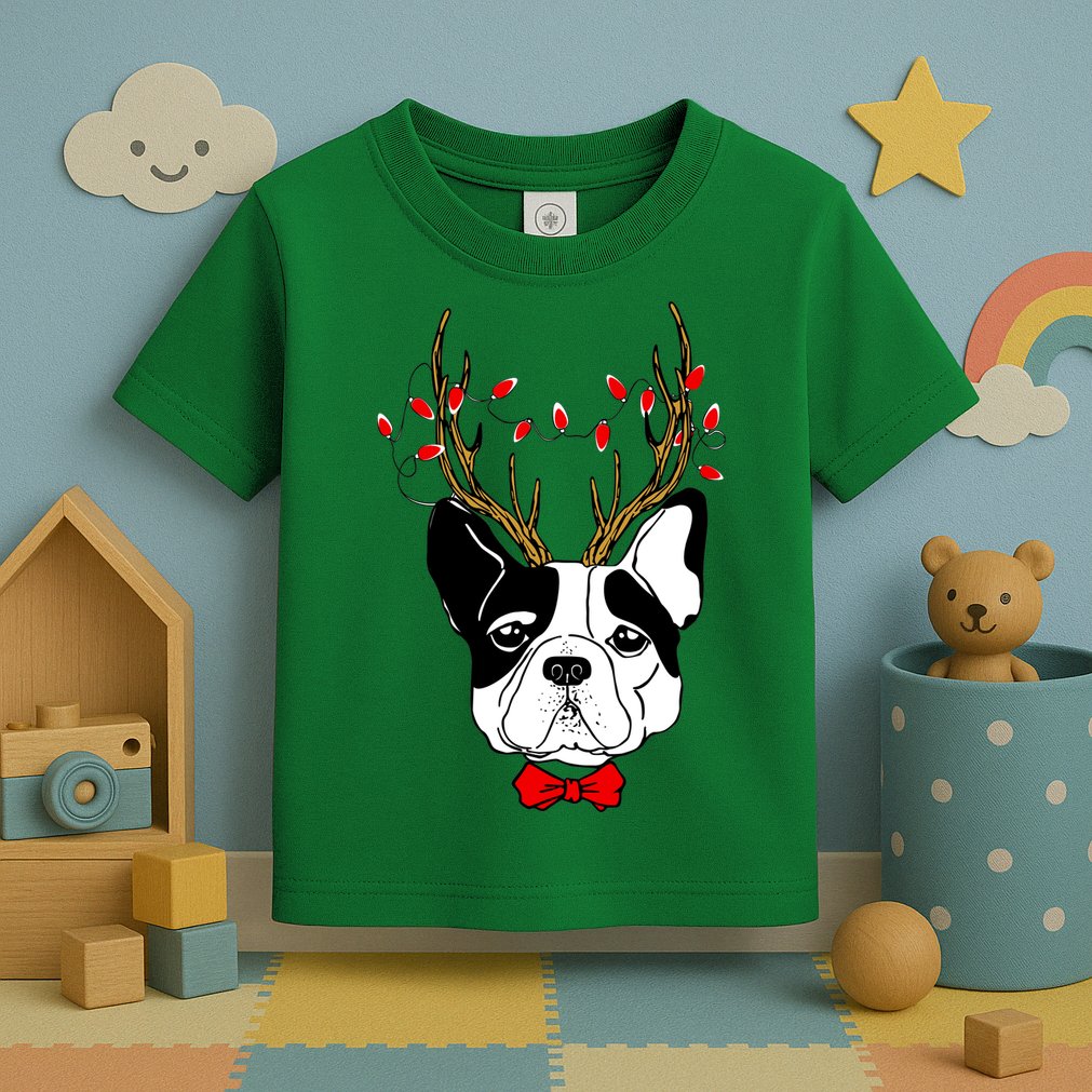 Bulldog Deer Antlers Toddler T-Shirt