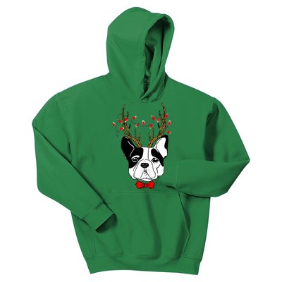 Bulldog Deer Antlers Kids Hoodie