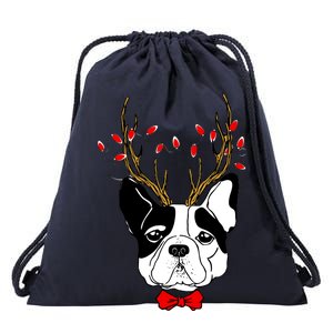 Bulldog Deer Antlers Drawstring Bag