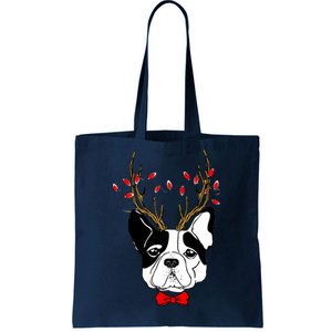 Bulldog Deer Antlers Tote Bag