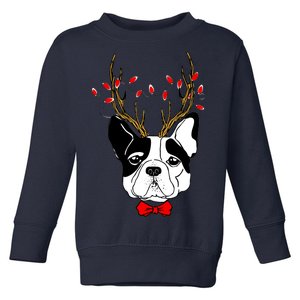 Bulldog Deer Antlers Toddler Sweatshirt