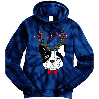 Bulldog Deer Antlers Tie Dye Hoodie