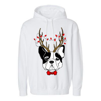 Bulldog Deer Antlers Garment-Dyed Fleece Hoodie