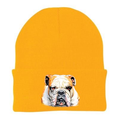 Bulldog Face Front Knit Cap Winter Beanie