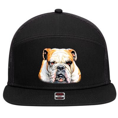 Bulldog Face Front 7 Panel Mesh Trucker Snapback Hat