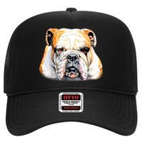 Bulldog Face Front High Crown Mesh Back Trucker Hat