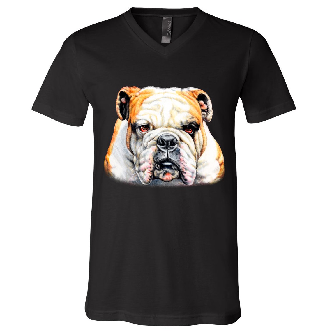 Bulldog Face Front V-Neck T-Shirt
