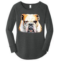 Bulldog Face Front Women's Perfect Tri Tunic Long Sleeve Shirt