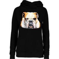 Bulldog Face Front Womens Funnel Neck Pullover Hood