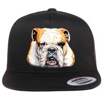 Bulldog Face Front Flat Bill Trucker Hat