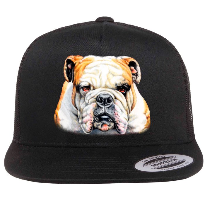 Bulldog Face Front Flat Bill Trucker Hat