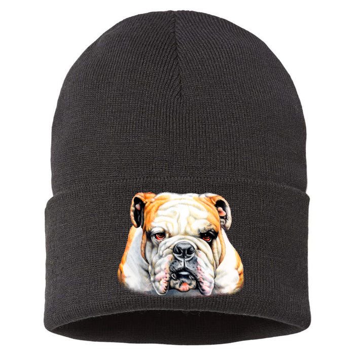 Bulldog Face Front Sustainable Knit Beanie