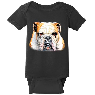 Bulldog Face Front Baby Bodysuit