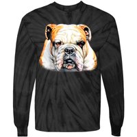 Bulldog Face Front Tie-Dye Long Sleeve Shirt