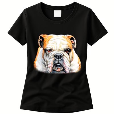 Bulldog Face Front Womens T-Shirt