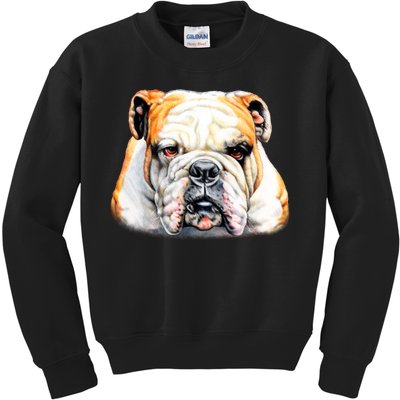 Bulldog Face Front Kids Sweatshirt