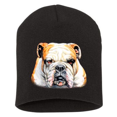 Bulldog Face Front Short Acrylic Beanie