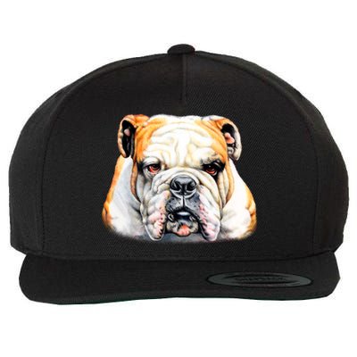 Bulldog Face Front Wool Snapback Cap