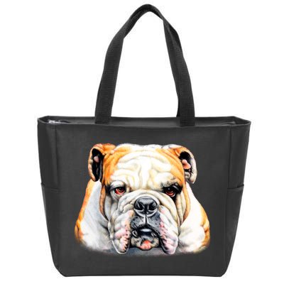 Bulldog Face Front Zip Tote Bag