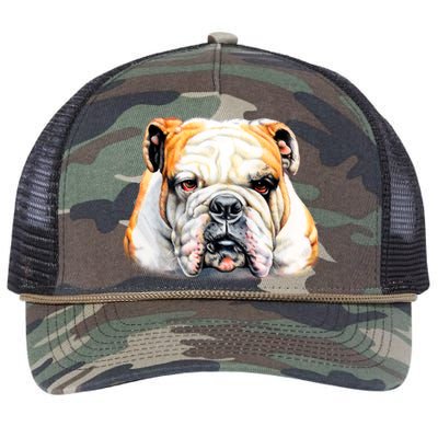 Bulldog Face Front Retro Rope Trucker Hat Cap