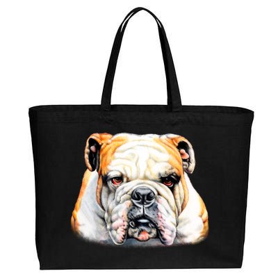 Bulldog Face Front Cotton Canvas Jumbo Tote