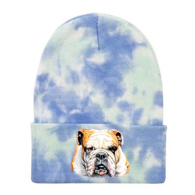 Bulldog Face Front Tie Dye 12in Knit Beanie