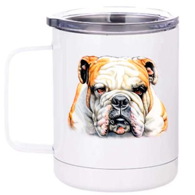 Bulldog Face Front 12 oz Stainless Steel Tumbler Cup