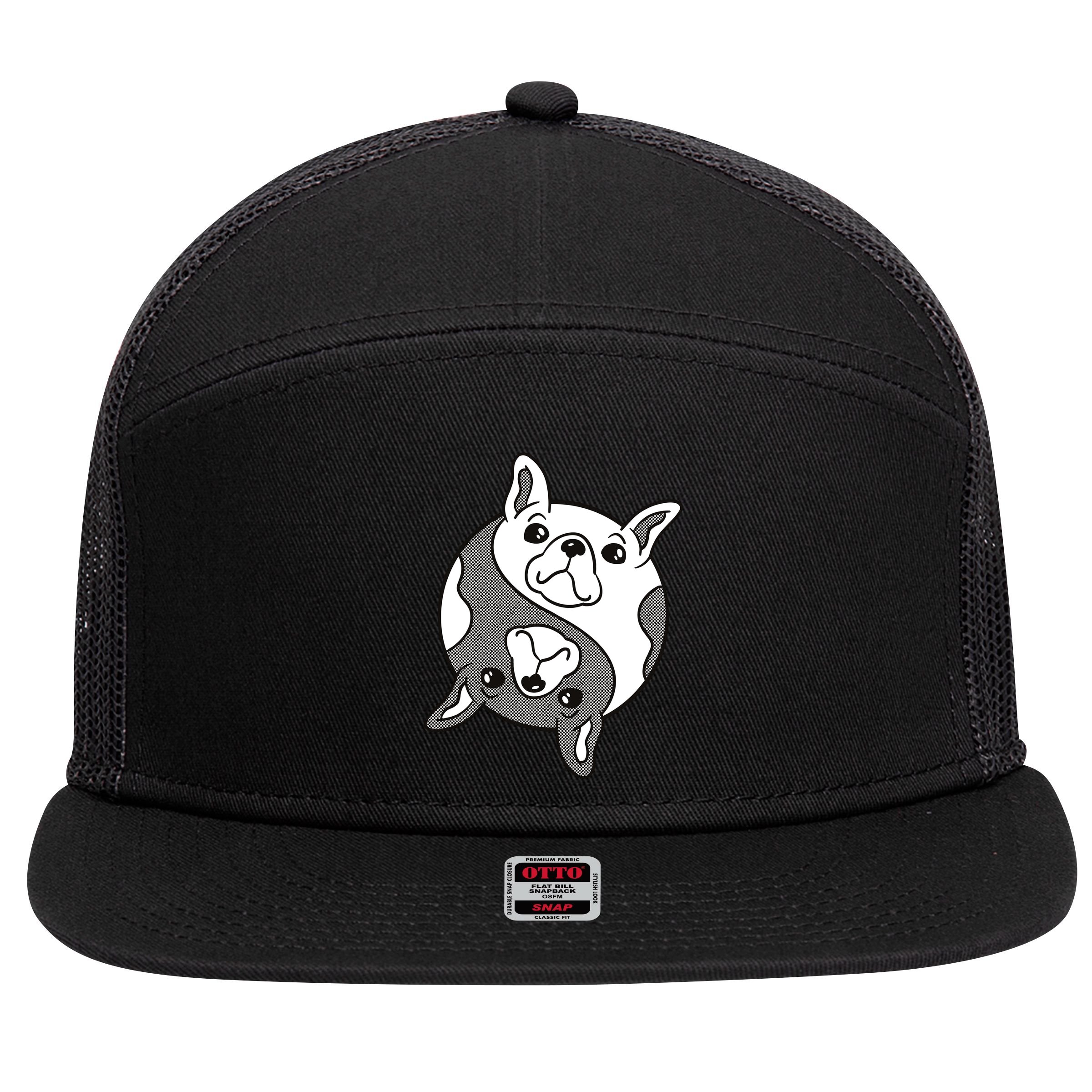 Bulldog Yin Yang  7 Panel Mesh Trucker Snapback Hat
