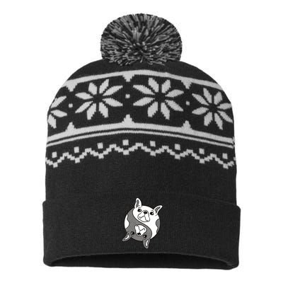 Bulldog Yin Yang  USA-Made Snowflake Beanie