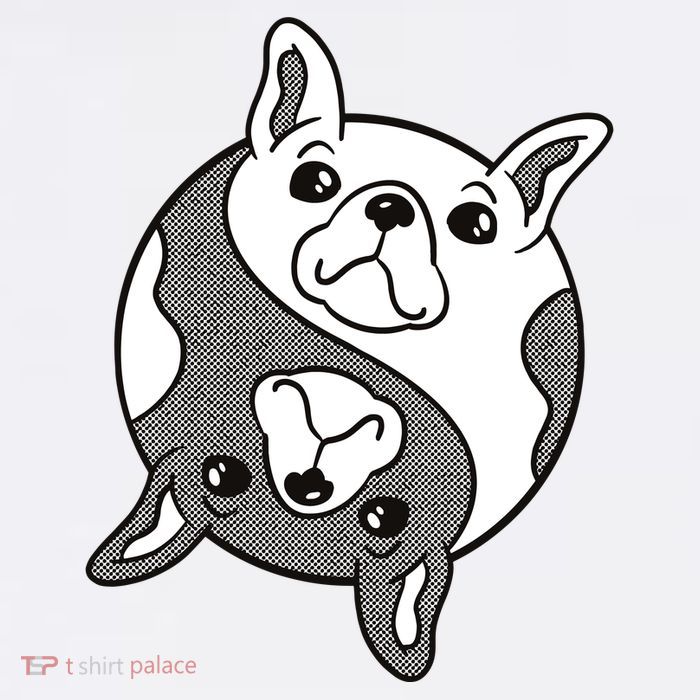 Bulldog Yin Yang  Button