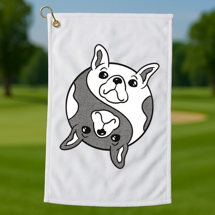 Bulldog Yin Yang  Golf Towel