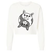 Bulldog Yin Yang  Cropped Pullover Crew