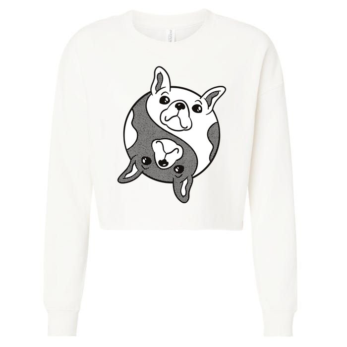Bulldog Yin Yang  Cropped Pullover Crew