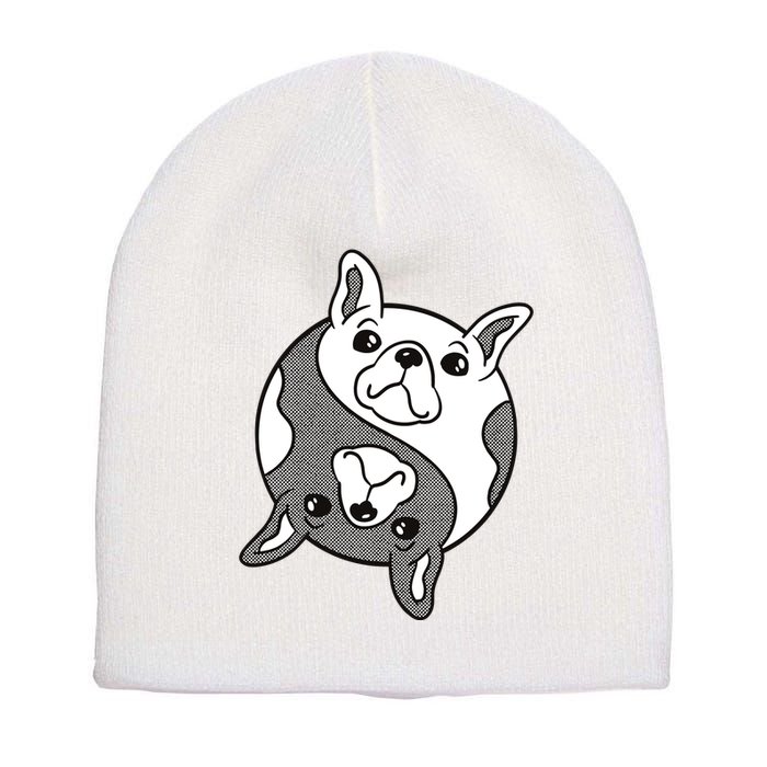 Bulldog Yin Yang  Short Acrylic Beanie