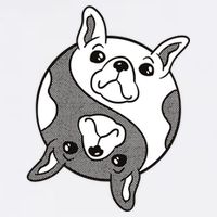 Bulldog Yin Yang  Short Acrylic Beanie