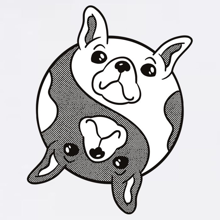 Bulldog Yin Yang  Short Acrylic Beanie