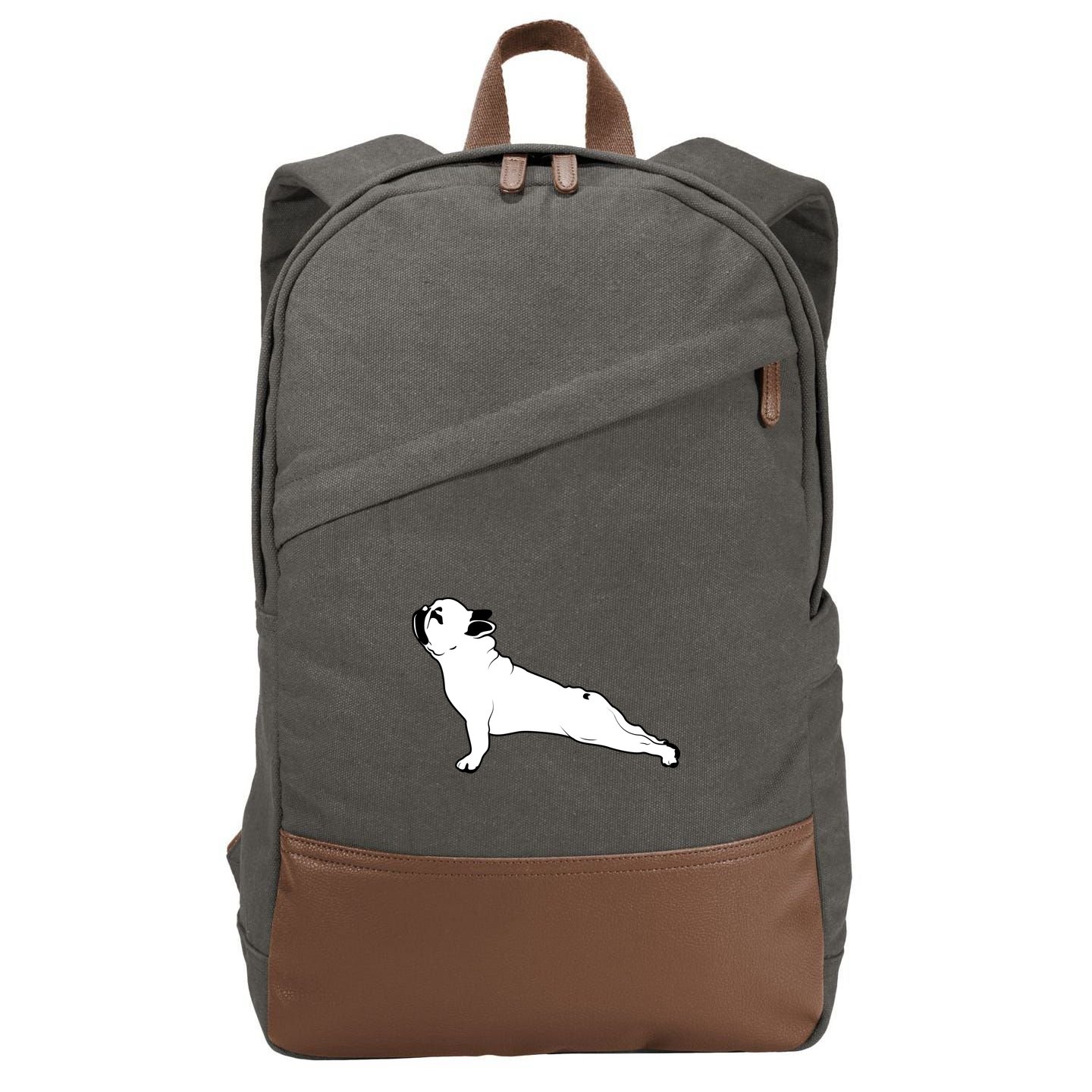 Bulldog Yoga Pose Cotton Canvas Backpack