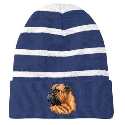 Bullmastiff Canine Dog Striped Beanie with Solid Band