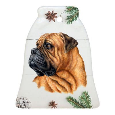 Bullmastiff Canine Dog Ceramic Bell Ornament