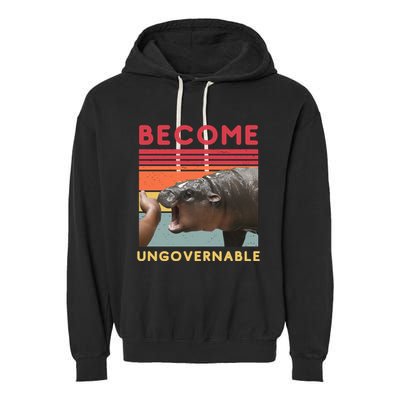 Become Ungovernable Moo Deng Hippo Garment-Dyed Fleece Hoodie