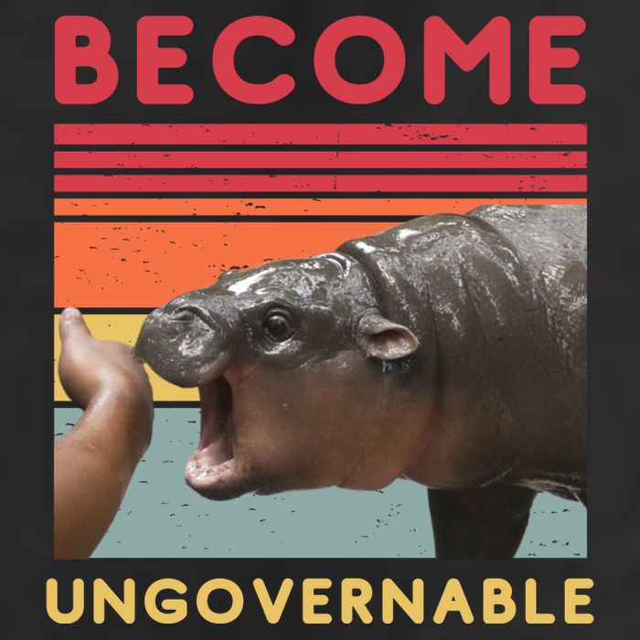 Become Ungovernable Moo Deng Hippo 7 Panel Mesh Trucker Snapback Hat