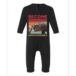 Become Ungovernable Moo Deng Hippo Infant Fleece One Piece